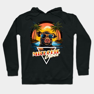 Retro Wave Happy Micro Pig Vibes Hoodie